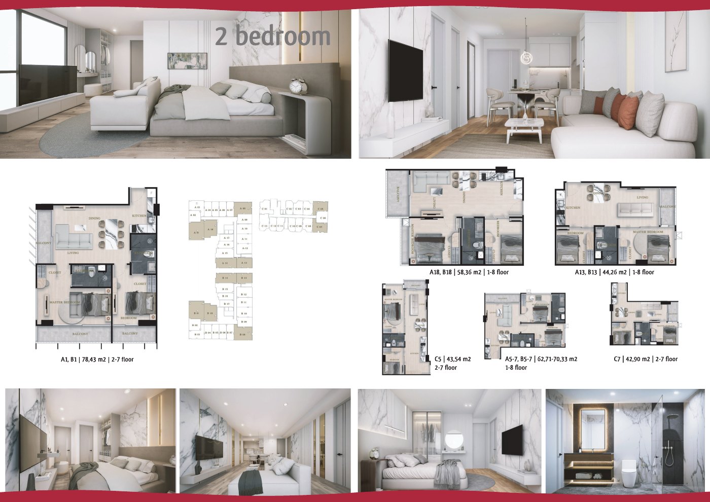 Oasis Pratumnak 2-bedroom homes plans