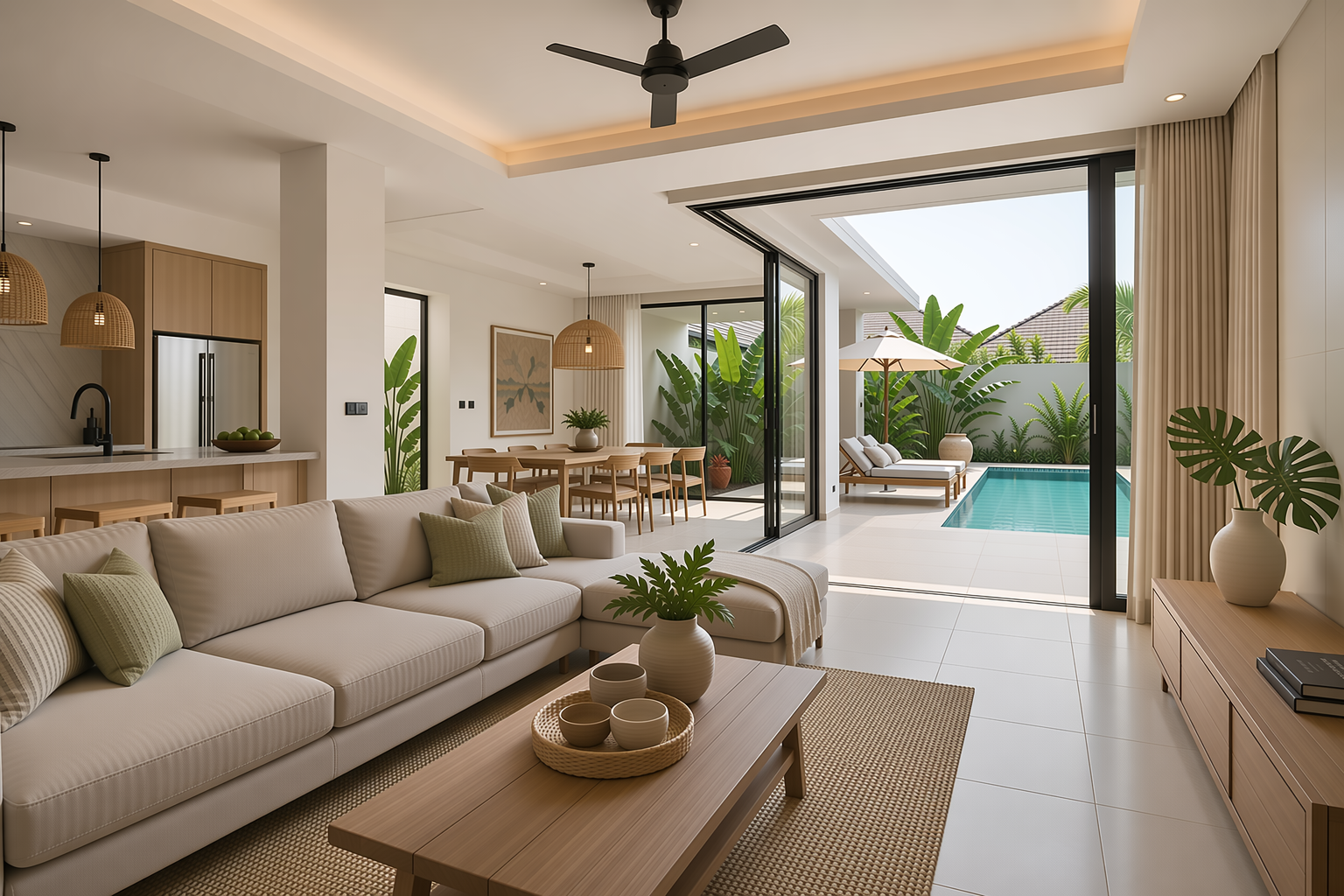 Bright contemporary villa interior in Pattaya