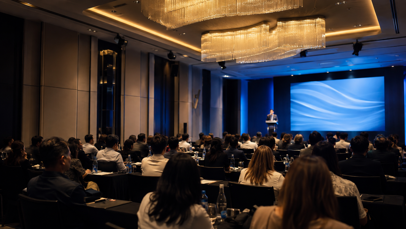 Editorial illustration of a professional property education event in a Pattaya hotel conference room