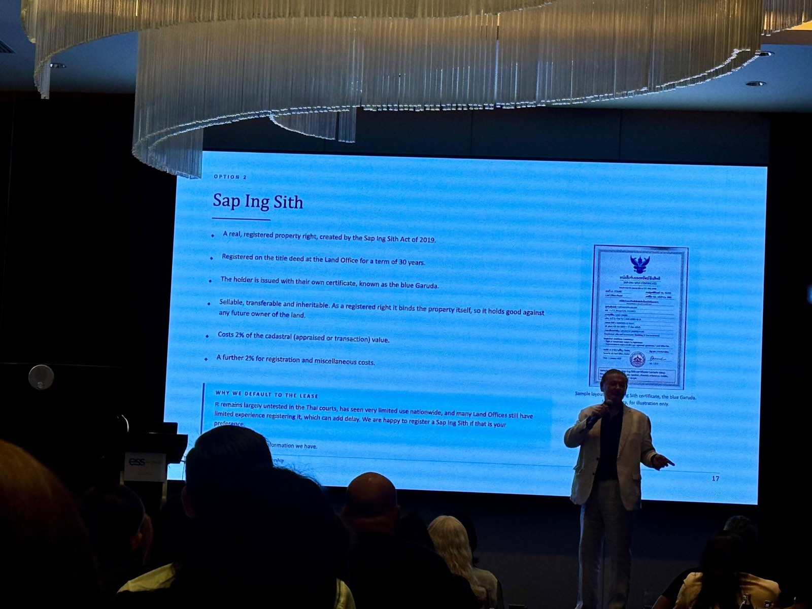 ESS event presentation slide introducing Sap Ing Sith